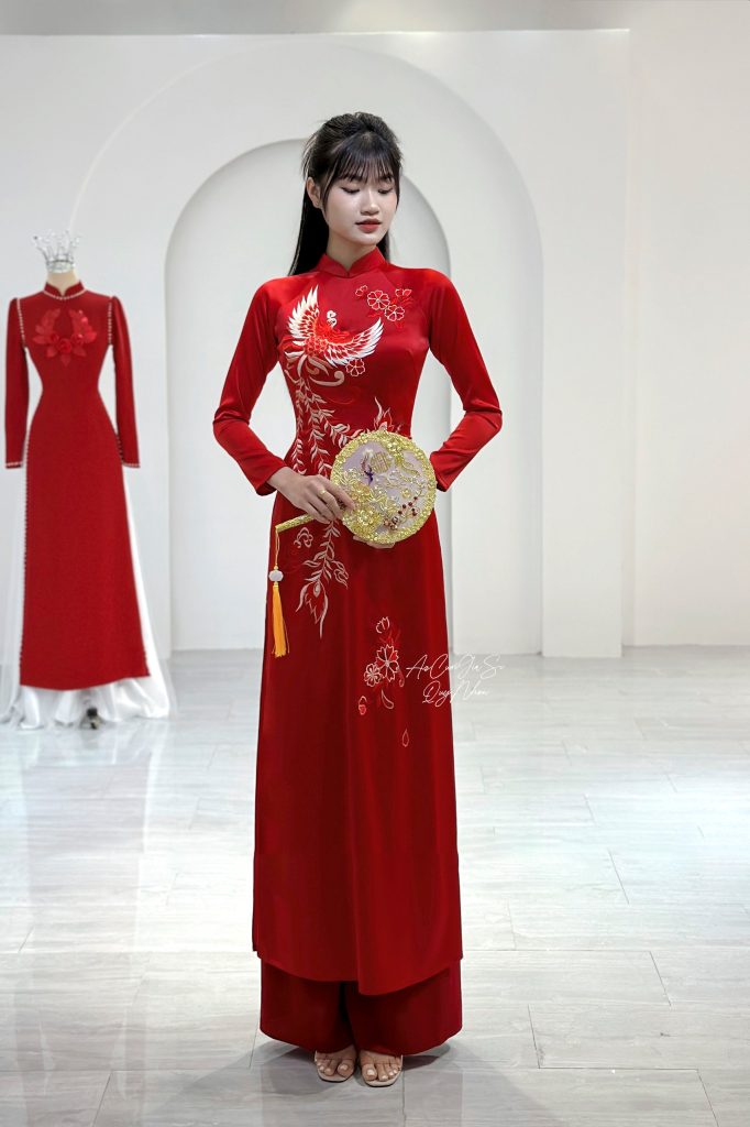 áo dài cưới màu đỏ quy nhơn 2