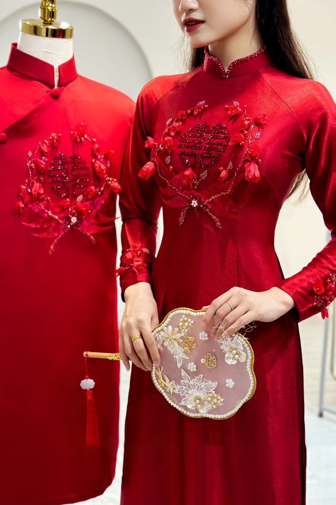 áo dài cưới màu đỏ quy nhơn 5